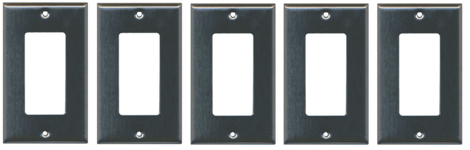 RiteAV Blank Wall Plate for Keystone Jacks - Stainless Steel 1 Gang Decorative (5 Pack)