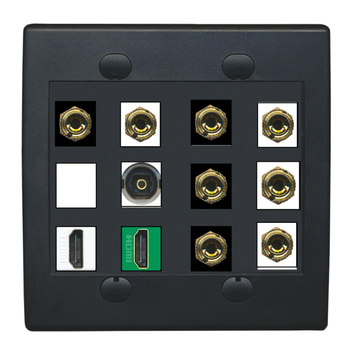 Black Custom Wall Plate with up to 12 Keystone Ports
