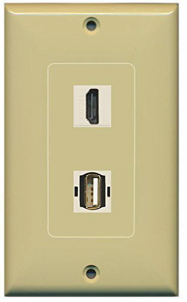 RiteAV - 1 Port USB A-A 1 Port HDMI Ivory Decorative Wall Plate