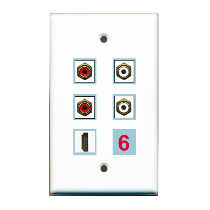 6 Port Custom Keystone Wall Plate Solid White