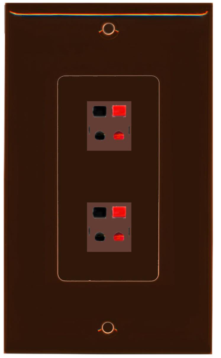 RiteAV - 2 Port Speaker Decorative Wall Plate - Brown - Bracket Included