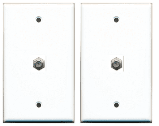 RiteAV Coax Cable TV Wall Plate 1 Gang Flat - White - 2 Pack