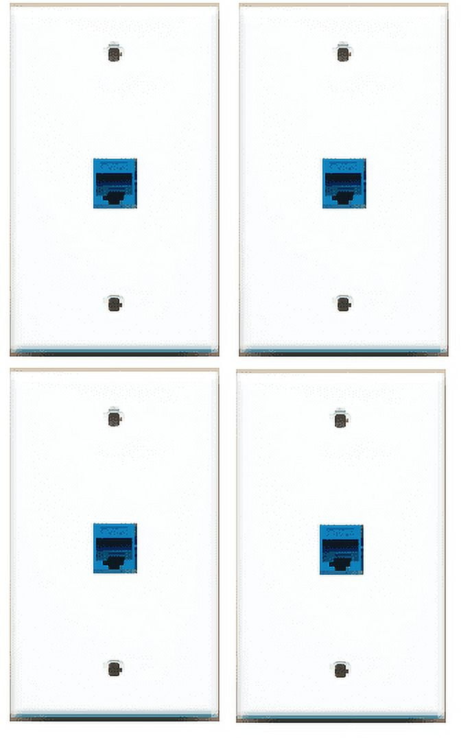 RiteAV - 1 Port Cat6 Ethernet Blue Wall Plate - 4 Pack
