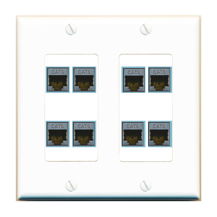 DecorZ Custom Wall Plate White 2 Gang with up to 8 Keystone Ports