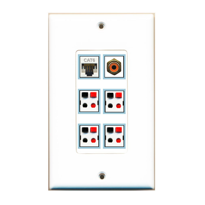 6 Port Custom Keystone Wall Plate DecorZ White