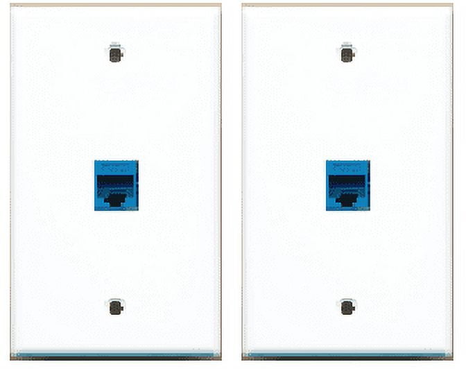 RiteAV - 1 Port Cat6 Ethernet Blue Wall Plate - 2 Pack