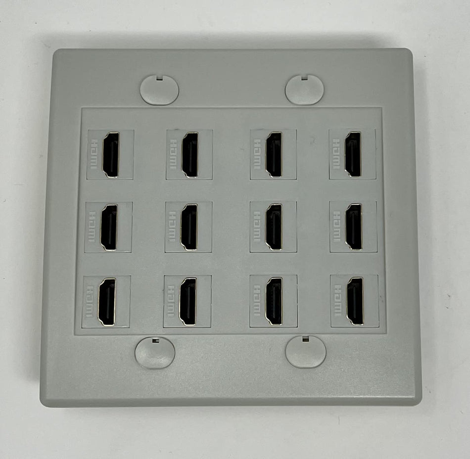 RiteAV 12 Port Flat Dual 2 Gang HDMI Wall Plate - Gray