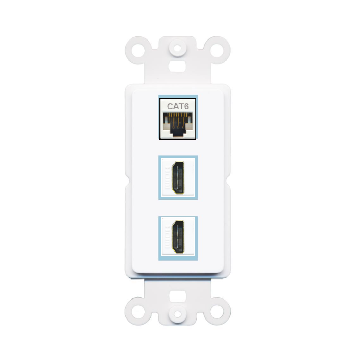 3 Port Custom Keystone Wall Plate DecorZ Rocker White