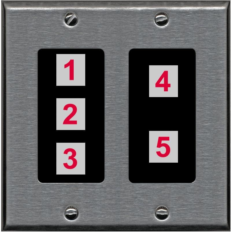 RiteAV Custom Wall Plate 5 Port - 2 Gang [Stainless/Black]