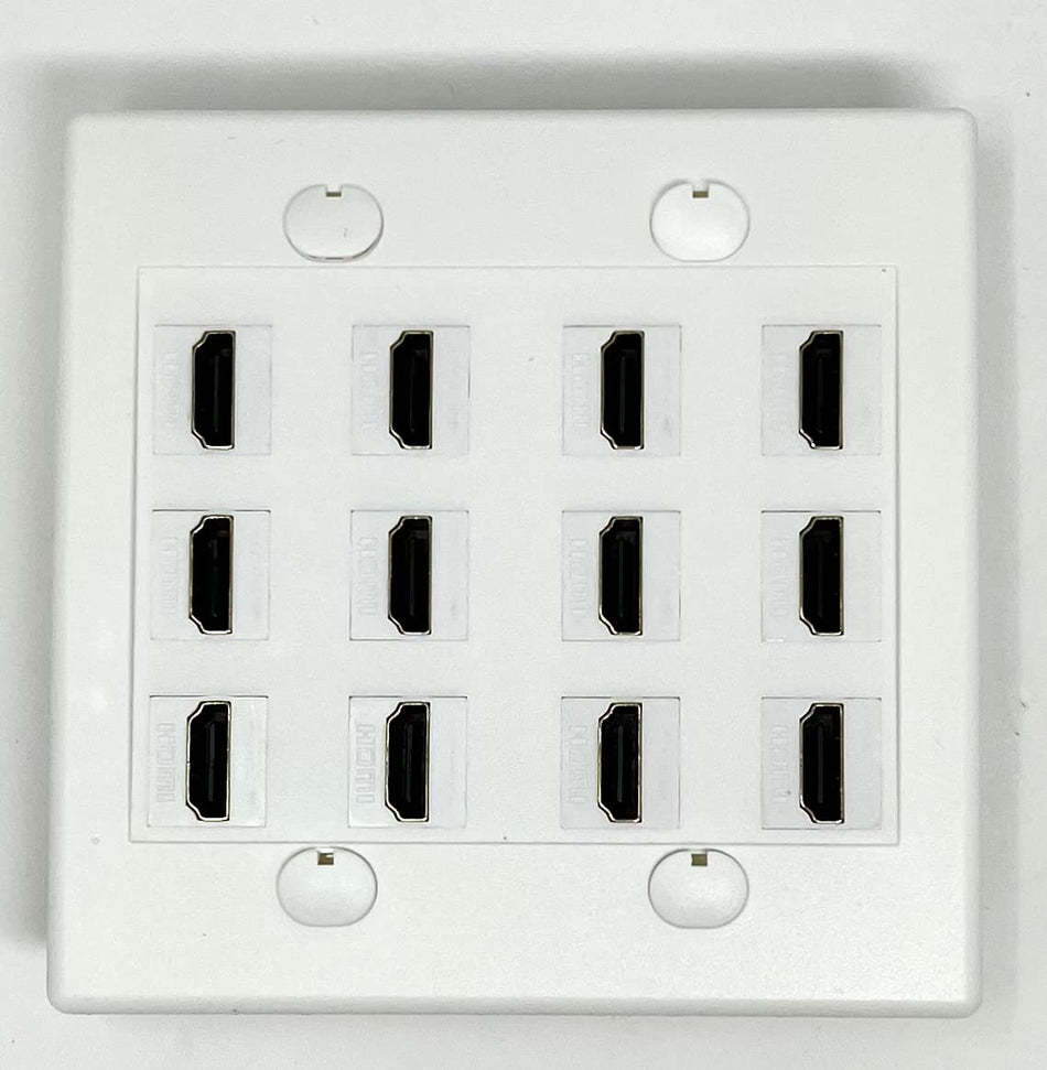 RiteAV 12 Port Flat Dual 2 Gang HDMI Wall Plate - White