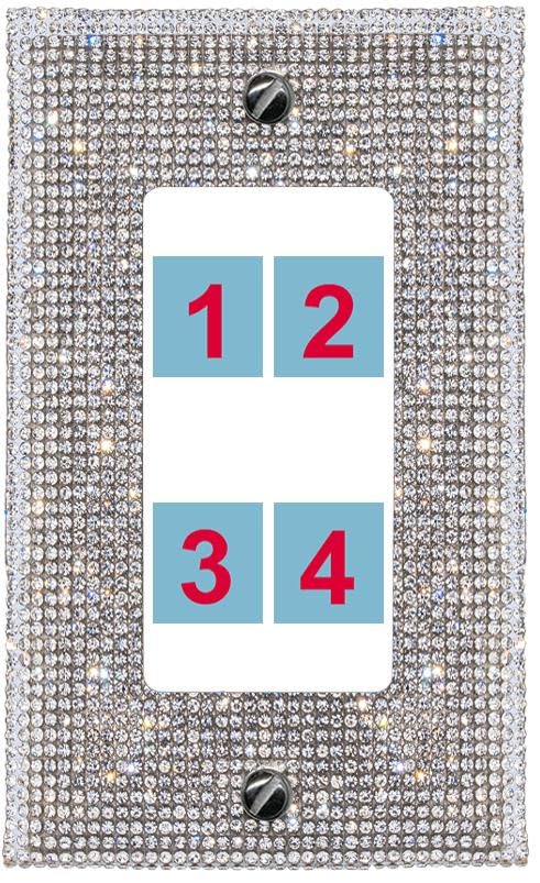 RiteAV Custom Wall Plate 4 port - 1 Gang Decorative [Bling/White]