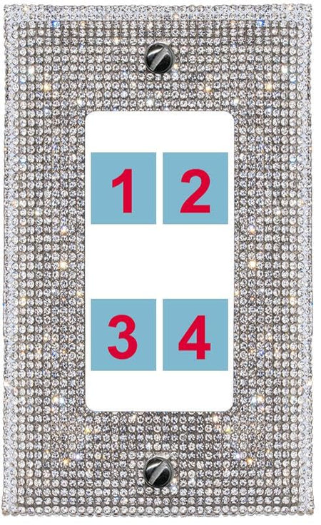 RiteAV Custom Wall Plate 4 port - 1 Gang Decorative [Bling/White]