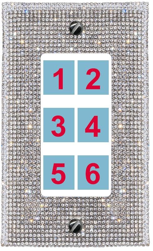 RiteAV Custom Wall Plate 6 port - 1 Gang Decorative [Bling/White]