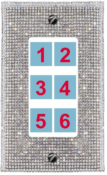 RiteAV Custom Wall Plate 6 port - 1 Gang Decorative [Bling/White]