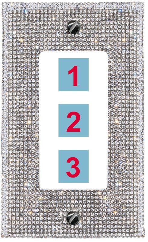 RiteAV Custom Wall Plate 3 port - 1 Gang Decorative [Bling/White]