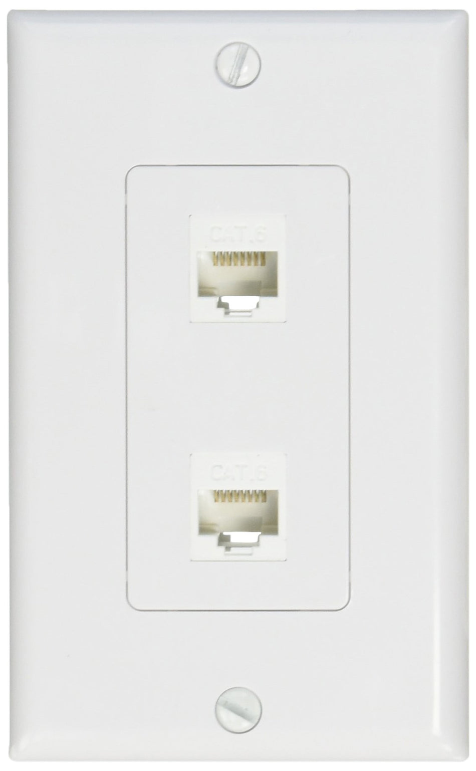 RiteAV 2 Port Cat6 Ethernet Wall Plate Jack Female-Female - 1 Gang [White/White]