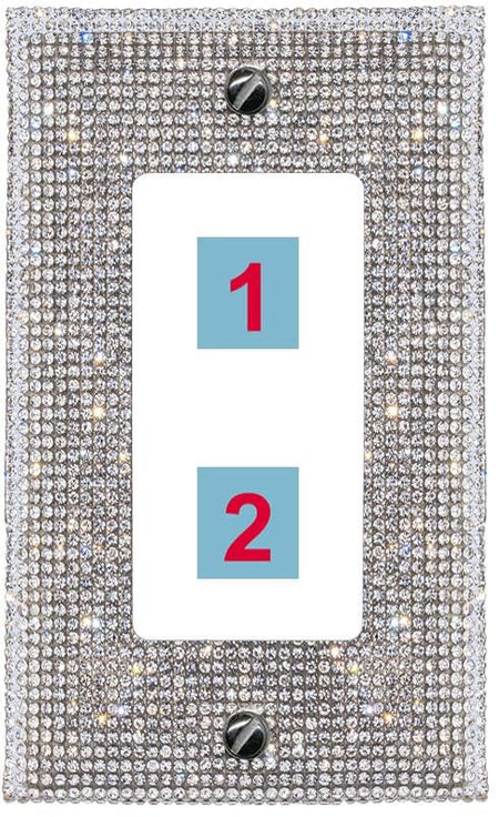 RiteAV Custom Wall Plate 2 Port - 1 Gang Decorative [Bling/White]