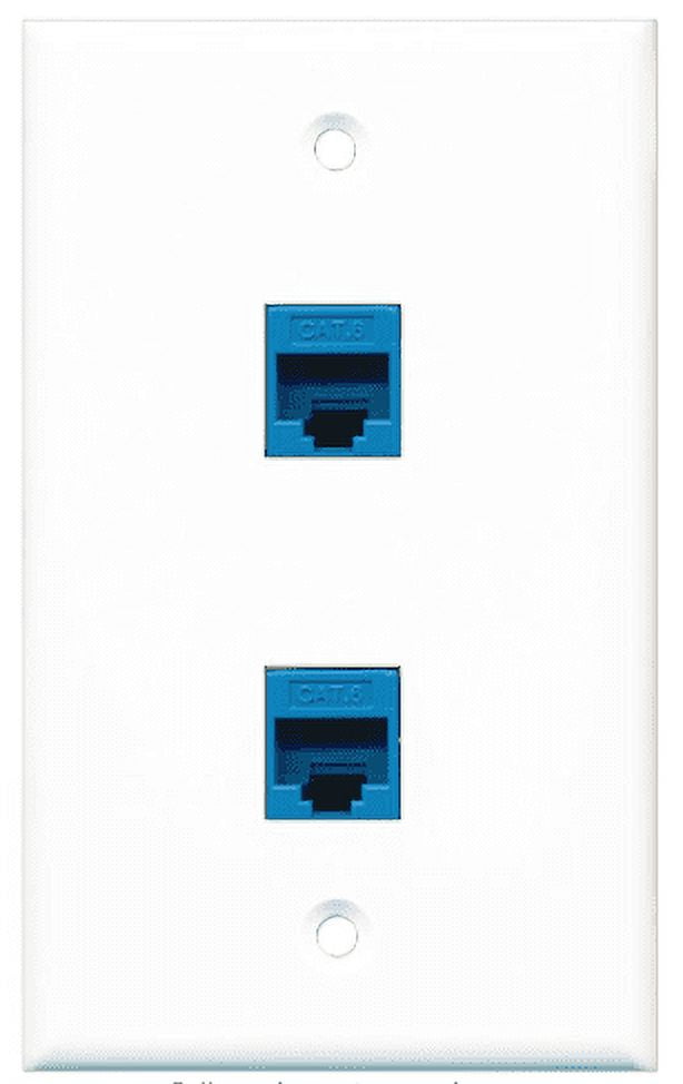 RiteAV - 2 Port Cat6 Ethernet Blue Wall Plate