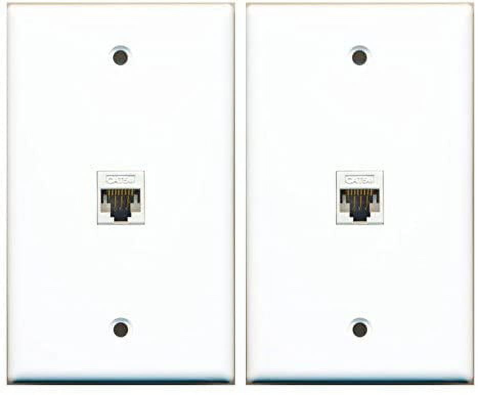 RiteAV (2 Pack) 1 Port Cat5e Rj45 Ethernet Wall Plate White Lot