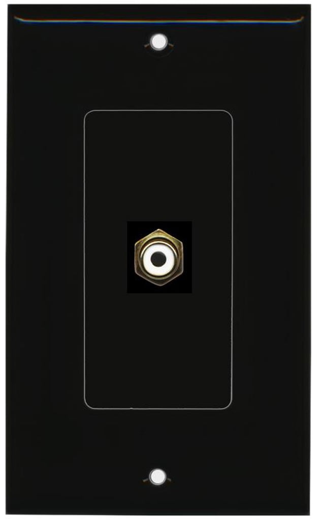 RiteAV - 1 RCA White for Subwoofer Audio Port Wall Plate Decorative - Black - Bracket Included