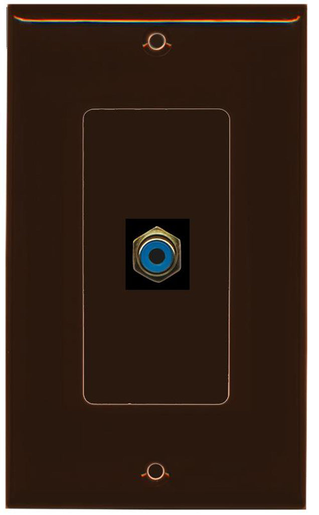 RiteAV - 1 RCA Blue for Subwoofer Audio Port Wall Plate Decorative - Brown