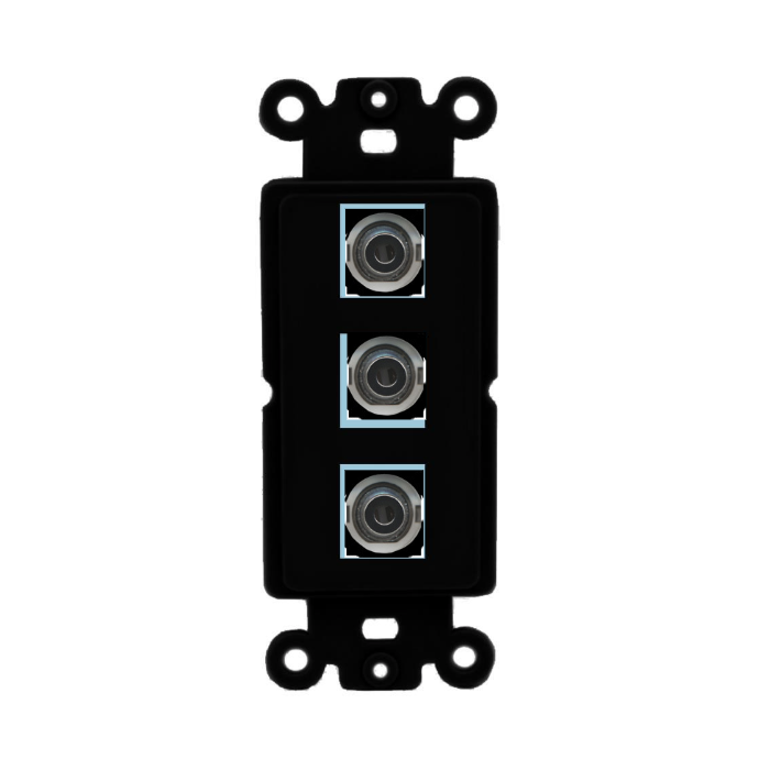 3 Port Custom Keystone Wall Plate DecorZ Rocker Black