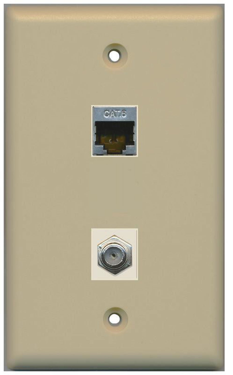 RiteAV 1 Gang Wall Plate (Ivory) 2 Port - Cat6 (Shielded) Coax (Ivory)
