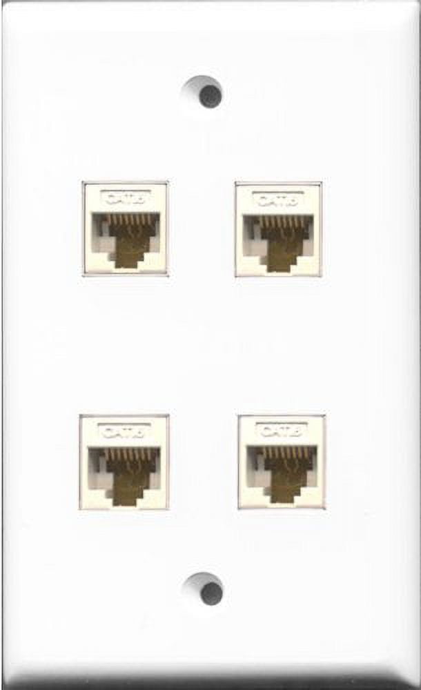RiteAV - 4 Port Cat6 Ethernet Wall Plate - White
