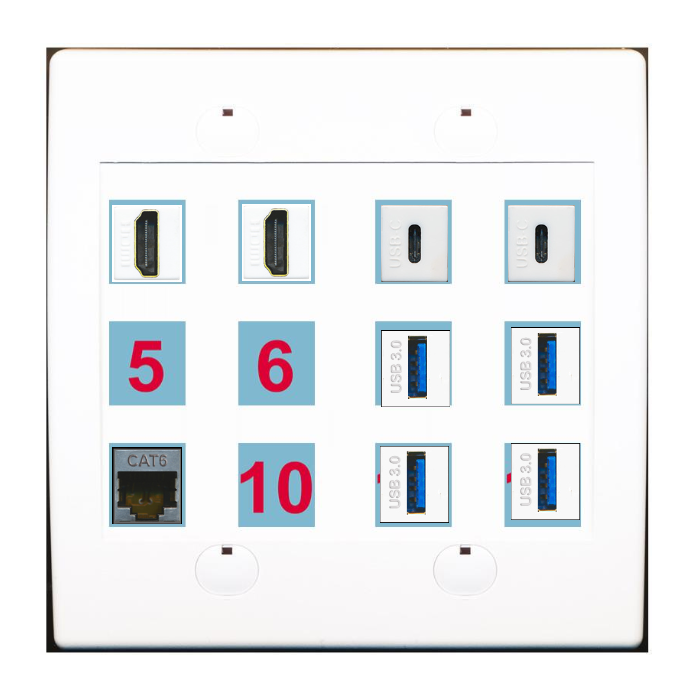Custom Wall Plate White with up to 12 Keystone Ports