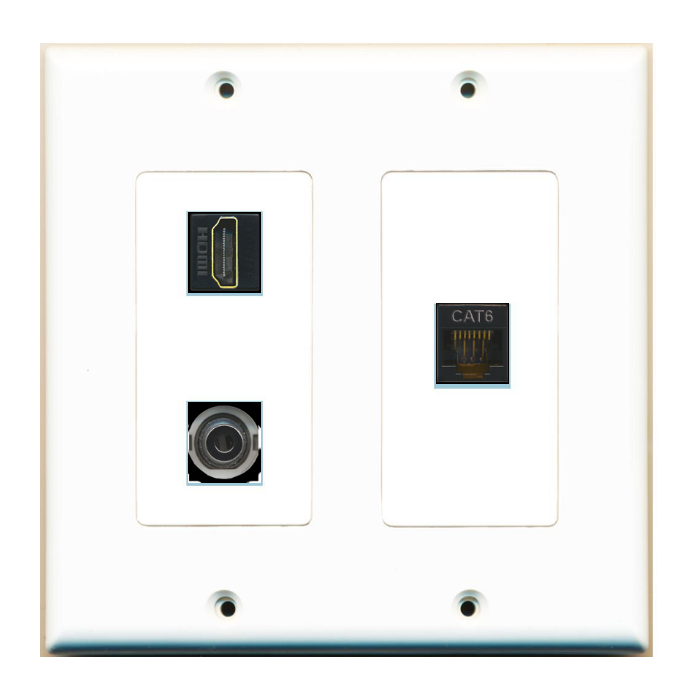 3 Port Custom Keystone Wall Plate 2 Gang DecorZ White