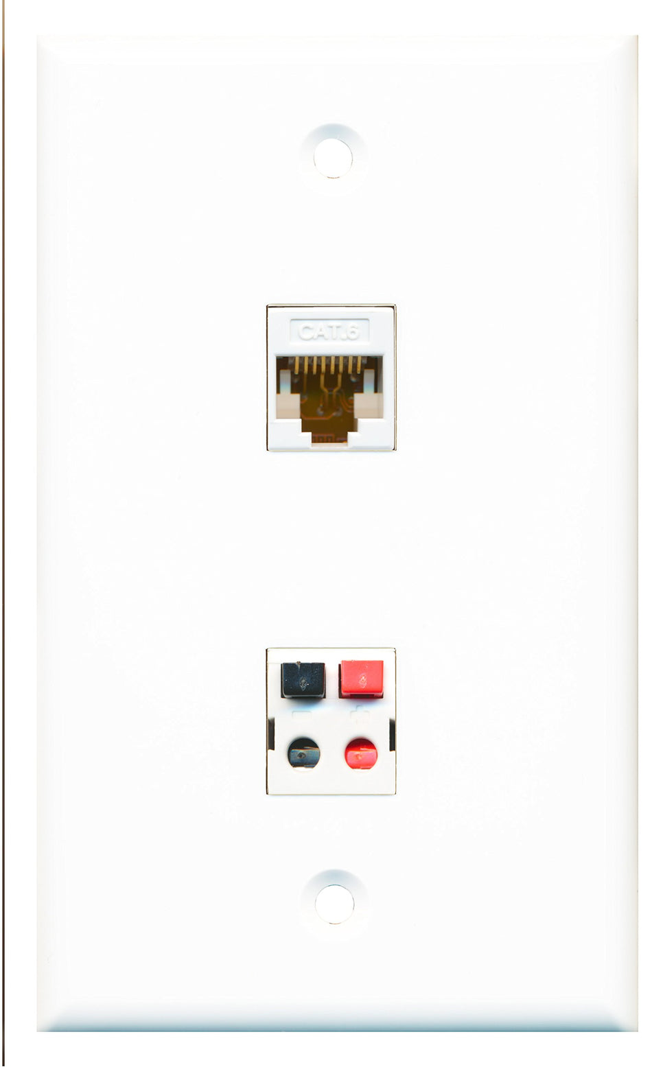 RiteAV - 1 Port Cat6 Ethernet White 1 Port Speaker Wall Plate - Bracket Included