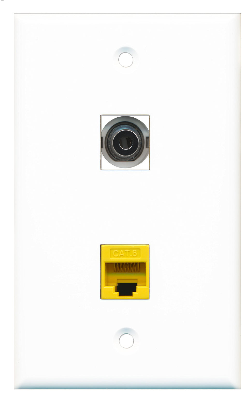 RiteAV - 1 Port 3.5mm 1 Port Cat6 Ethernet Yellow Wall Plate - Bracket Included