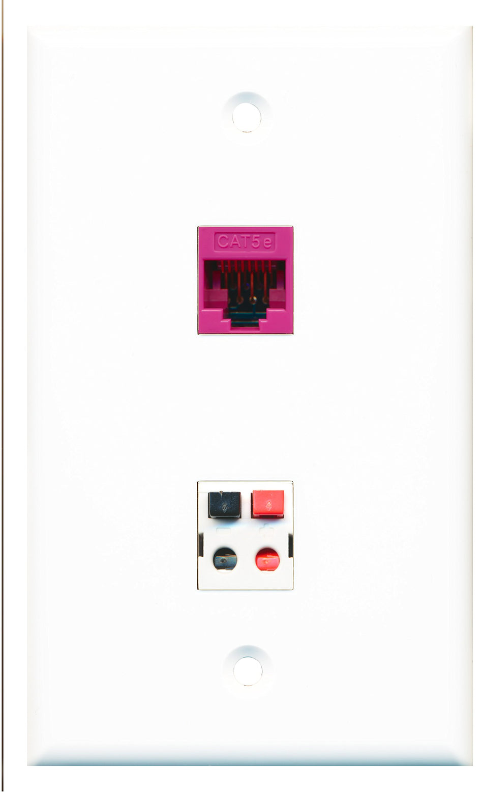 RiteAV - 1 Port Cat5e Ethernet Pink 1 Port Speaker Wall Plate - Bracket Included
