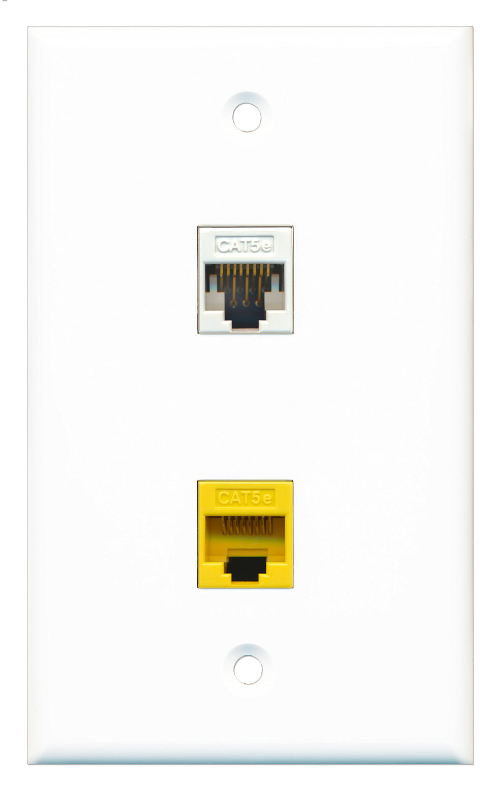 RiteAV - 1 Port Cat5e Ethernet White 1 Port Cat5e Ethernet Yellow Wall Plate - Bracket Included