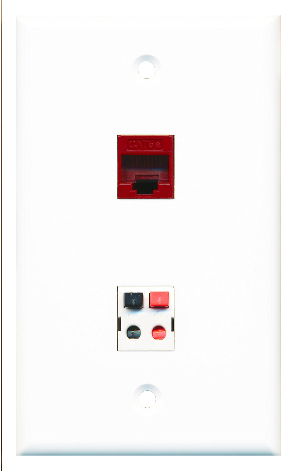 RiteAV - 1 Port Cat5e Ethernet Red 1 Port Speaker Wall Plate - Bracket Included