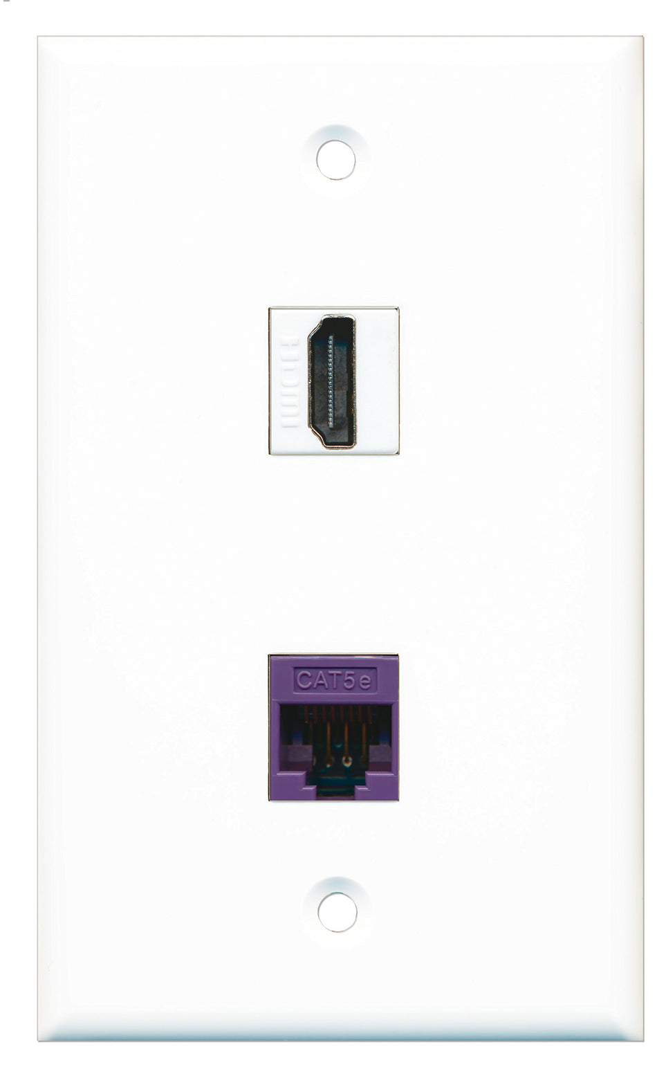 RiteAV - 1 Port HDMI 1 Port Cat5e Ethernet Purple Wall Plate - Bracket Included