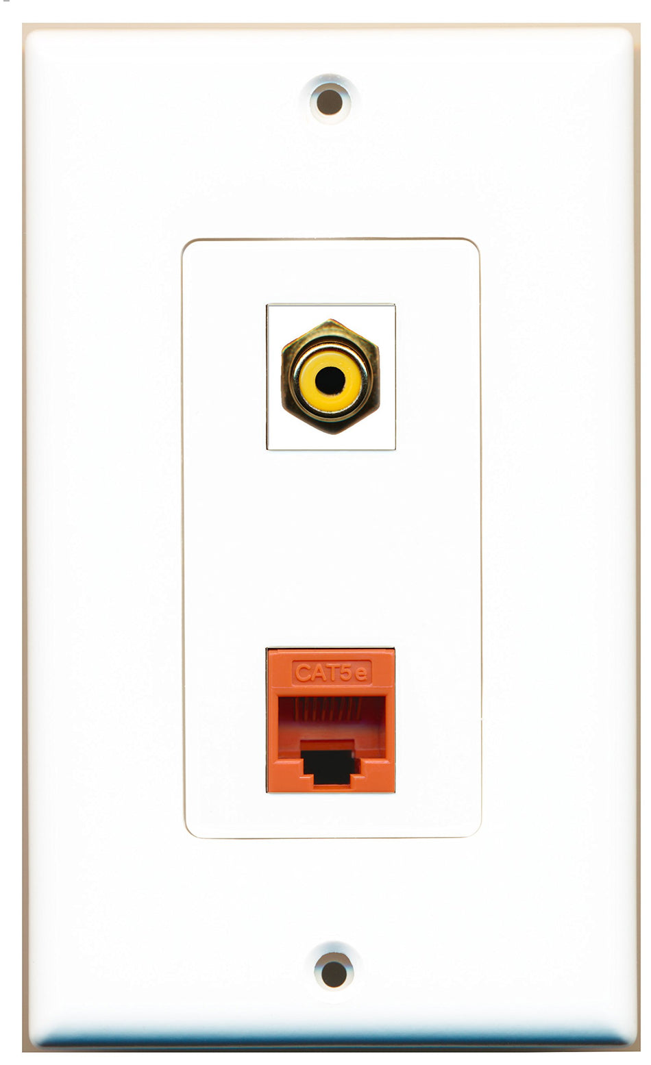 RiteAV 1 Port RCA Yellow 1 Port Cat5e Ethernet Orange Wall Plate OVERSIZED