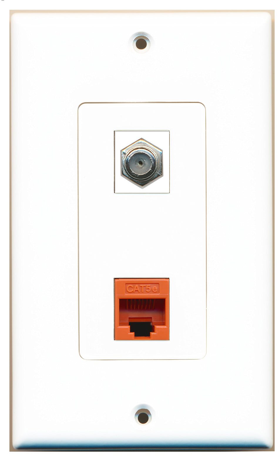 RiteAV 1 Port Coax Cable TV- F-Type 1 Port Cat5e Ethernet Orange Wall Plate OVERSIZED