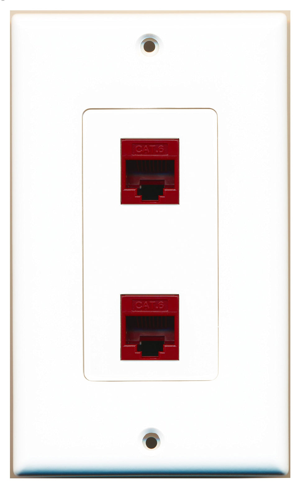 RiteAV 2 Port Cat6 Ethernet Red Wall Plate OVERSIZED