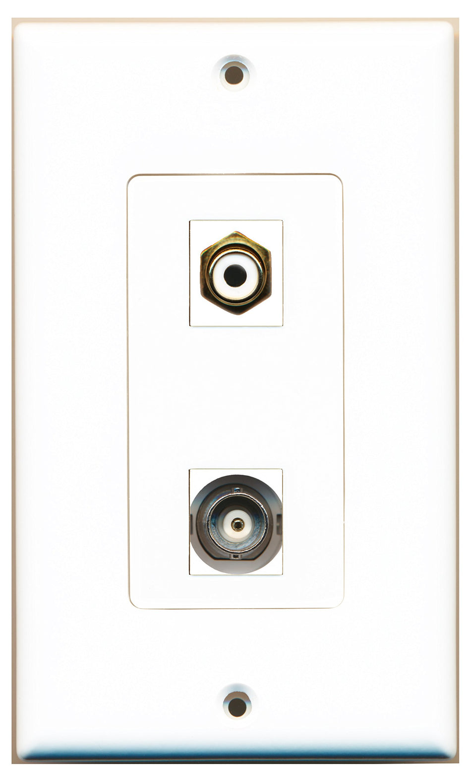 RiteAV 1 Port RCA White 1 Port BNC Type Wall Plate OVERSIZED
