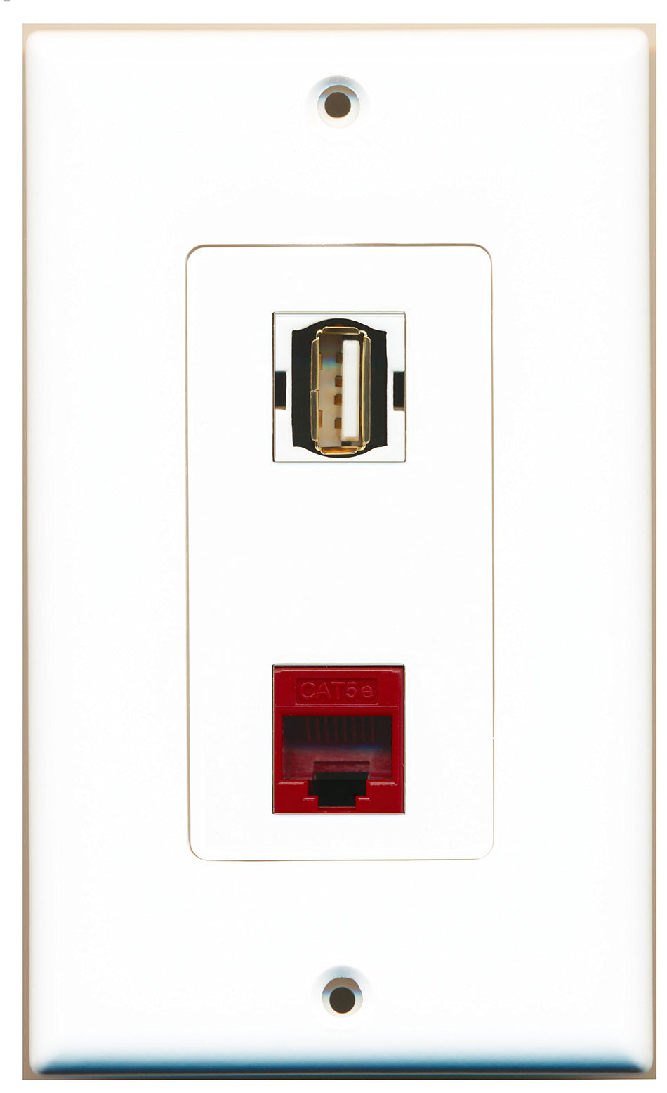 RiteAV 1 Port USB A-A 1 Port Cat5e Ethernet Red Wall Plate OVERSIZED