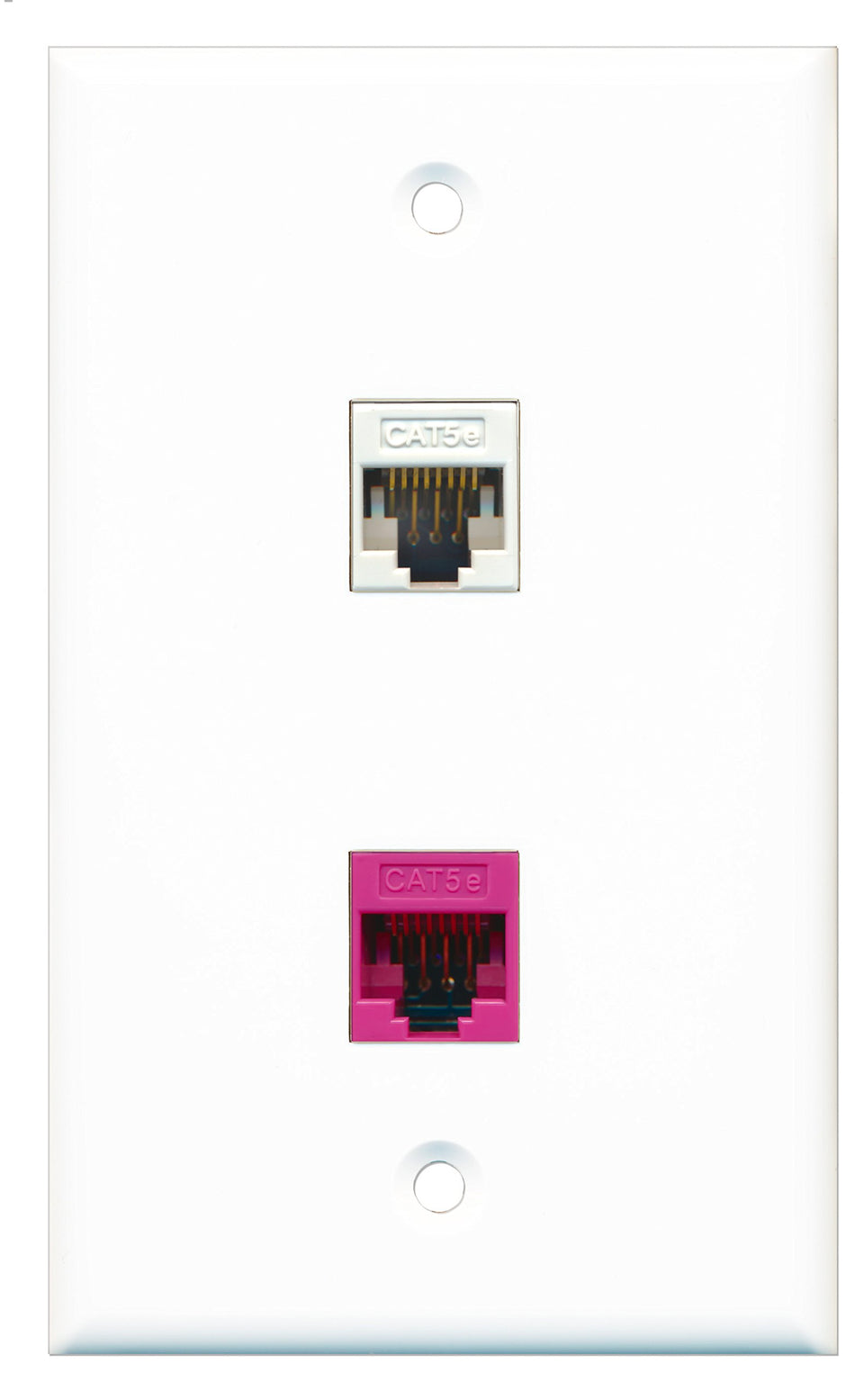 RiteAV - 1 Port Cat5e Ethernet White 1 Port Cat5e Ethernet Pink Wall Plate - Bracket Included