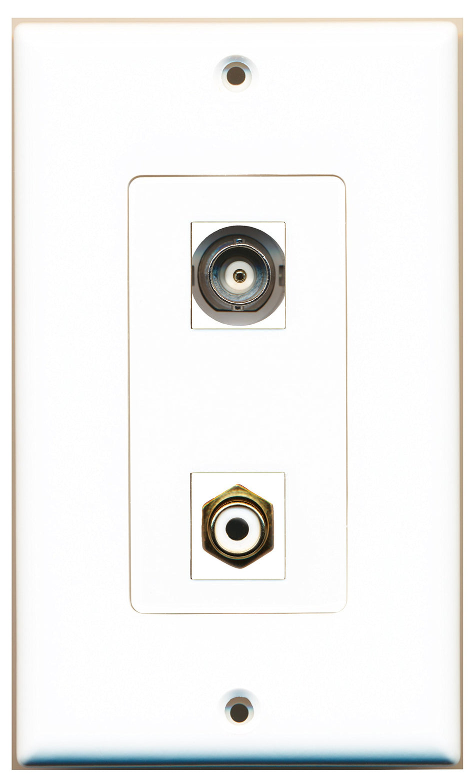 RiteAV 1 Port RCA White 1 Port BNC Wall Plate OVERSIZED White