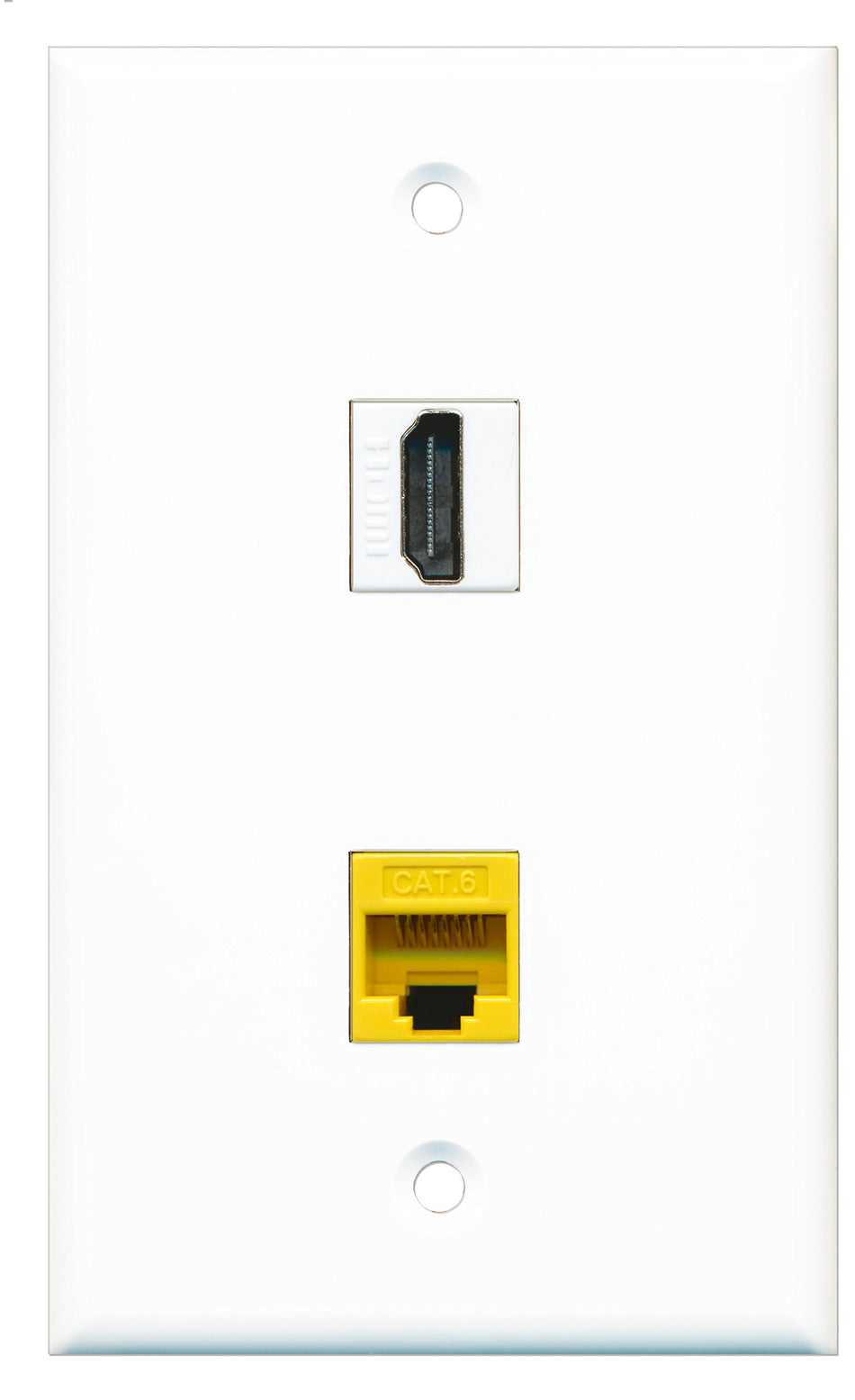 RiteAV - 1 Port HDMI 1 Port Cat6 Ethernet Yellow Wall Plate - Bracket Included