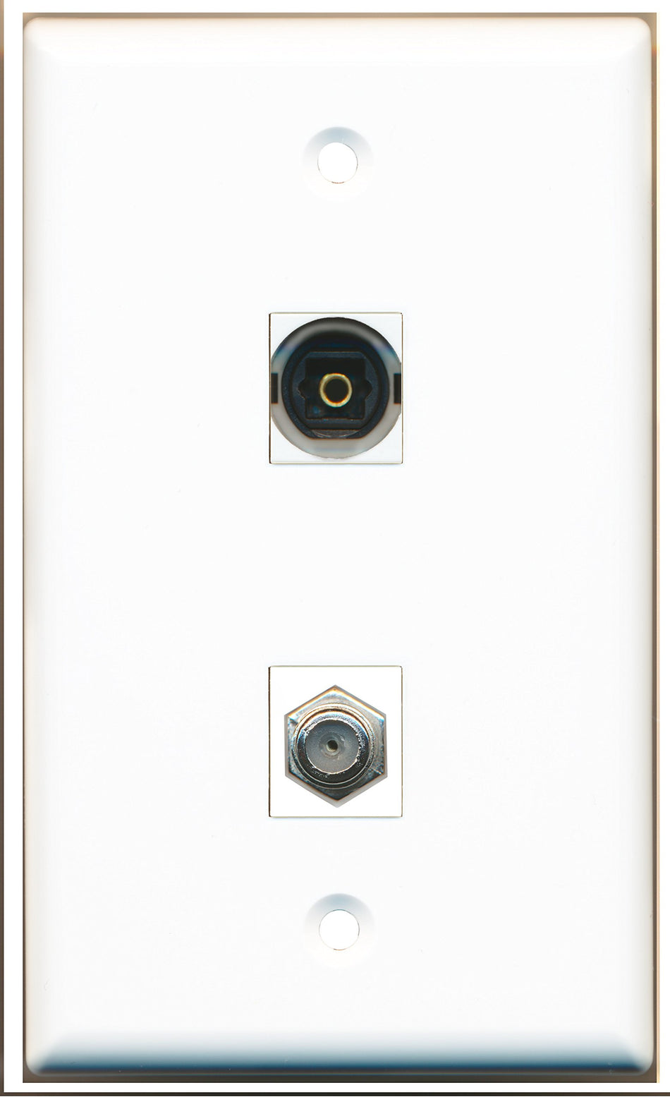 RiteAV 1 Toslink Digital Audio Port and 1 Coax F Type Cable TV Port Wall Plate - Bracket Included