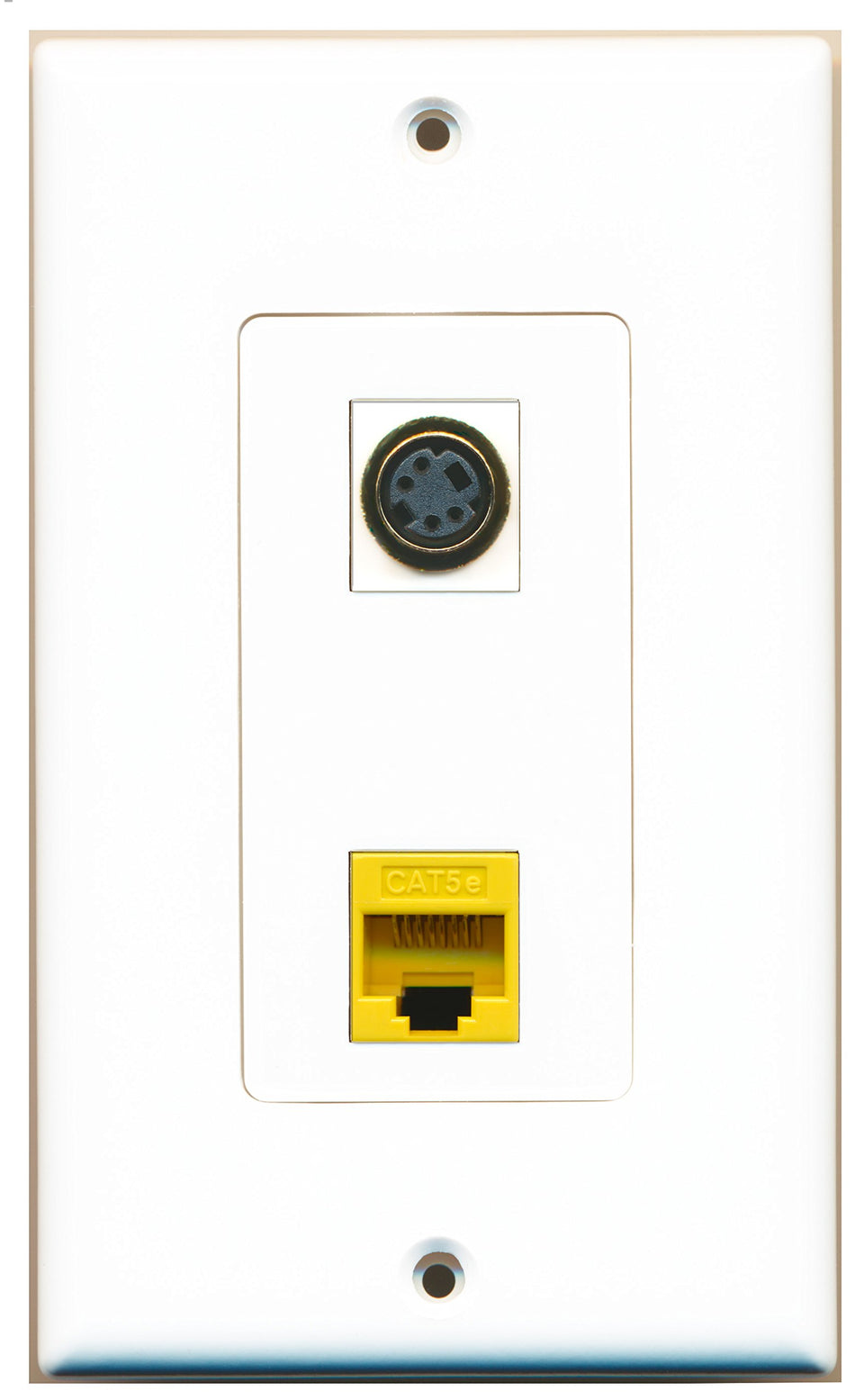 RiteAV 1 Port S-Video 1 Port Cat5e Ethernet Yellow Wall Plate OVERSIZED