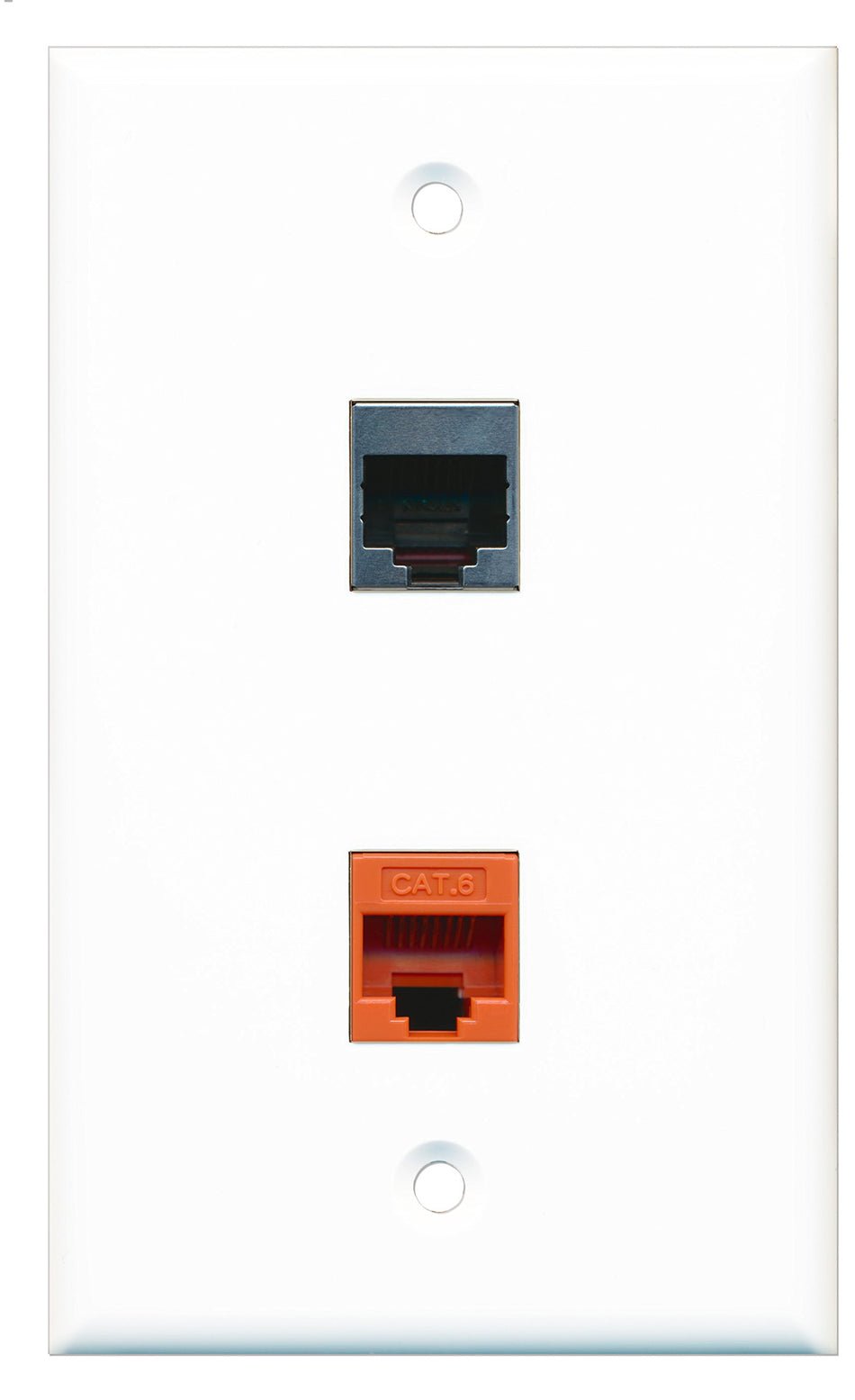 RiteAV - 1 Port Cat6 Ethernet Orange 1 Port RJ45 Shielded Wall Plate - Bracket Included
