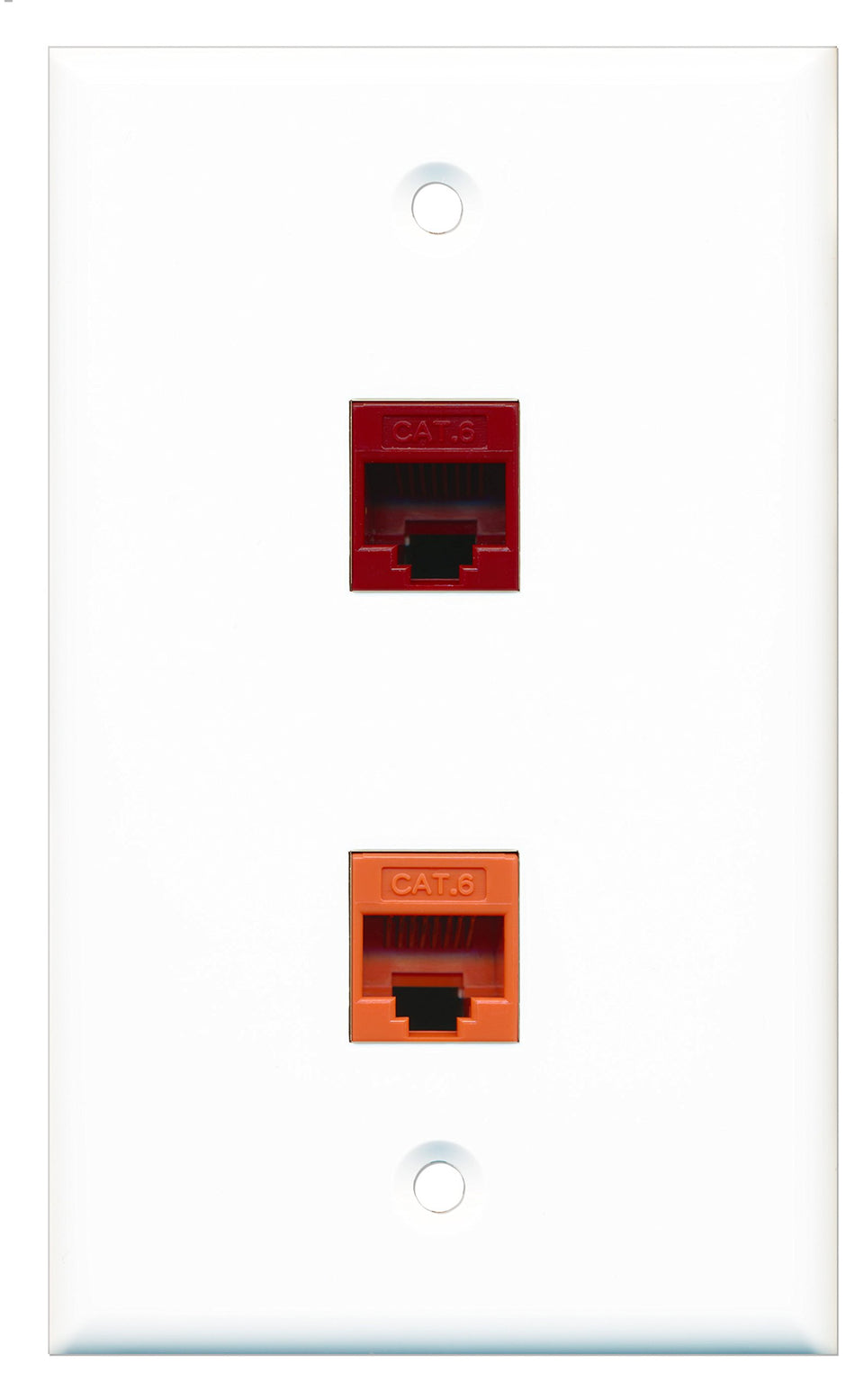 RiteAV - 1 Port Cat6 Ethernet Red 1 Port Cat6 Ethernet Orange Wall Plate - Bracket Included