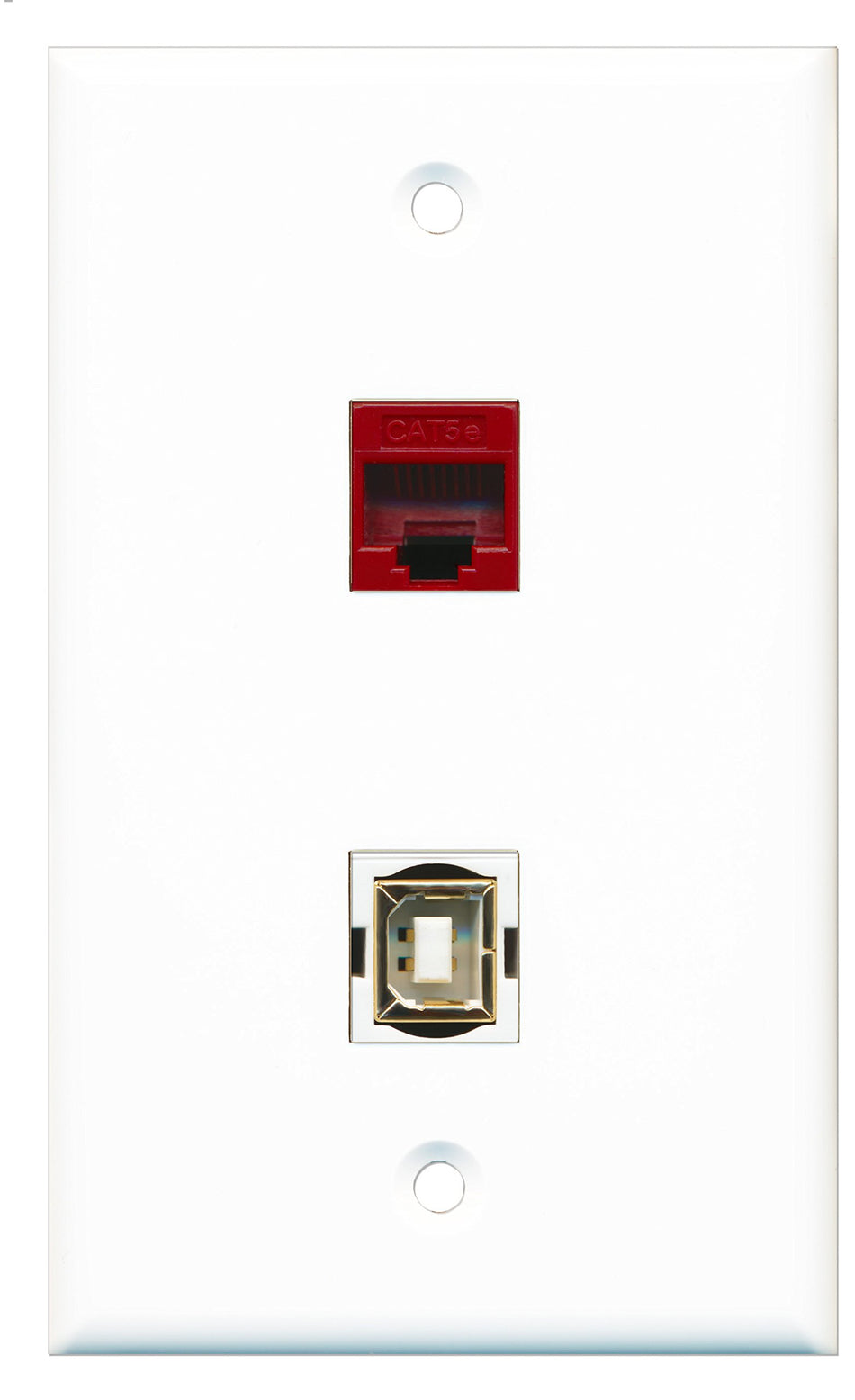 RiteAV - 1 Port Cat5e Ethernet Red 1 Port USB B-B Wall Plate - Bracket Included