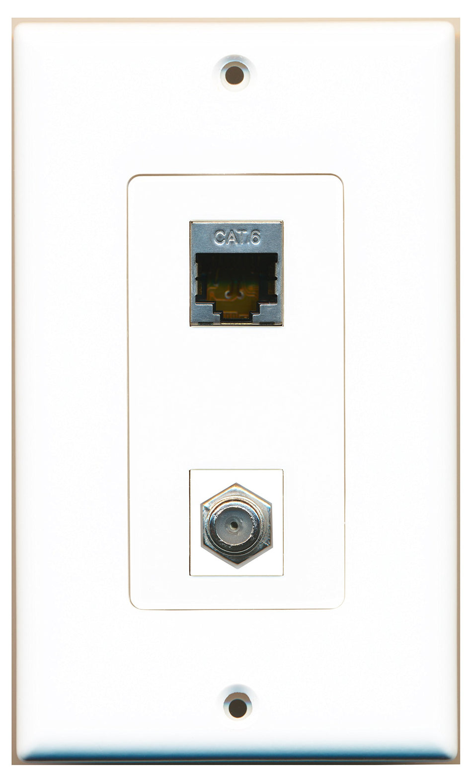 RiteAV 1 Port Coax 1 Port Shielded Cat6 Type Wall Plate OVERSIZED